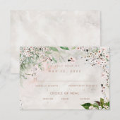Whisper & Blush Wedding 3 Meal Choice RSVP Card Karte (Vorne/Hinten)