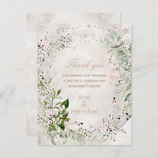 Whisper & Blush Wedding Dankeskarte (Vorne/Hinten)
