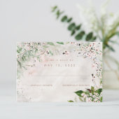Whisper & Blush Wedding No Meal Choice RSVP Card Karte (Stehend Vorderseite)