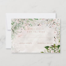 Whisper & Blush Wedding No Meal Choice RSVP Card