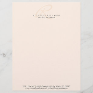 Whisper Pink Elegant Minimalistisches Monogramm Briefkopf