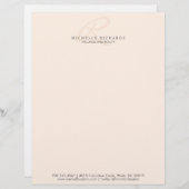 Whisper Pink Elegant Minimalistisches Monogramm Briefkopf (Vorne/Hinten)