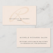 Whisper Pink Elegant Minimalistisches Monogramm Visitenkarte (Vorne/Hinten)