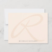 Whisper Pink Minimalistisches Monogramm und Name Mitteilungskarte (Vorderseite)