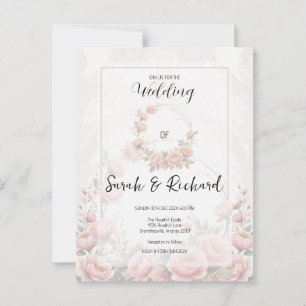 Whisper Soft Pink Floral Romantischer Garten Hochz Postkarte