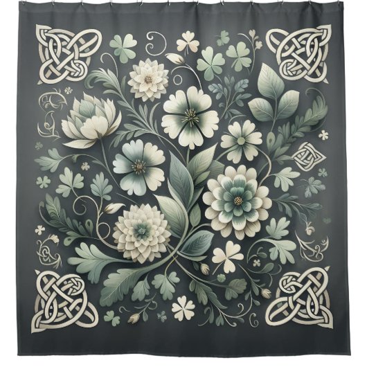 Whispered Clover Knotwork Garden Duschvorhang (Vorderseite)