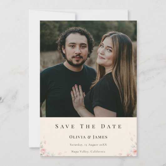 Whispered Petal Elegant Minimalist with Chic photo Save The Date (Vorderseite)