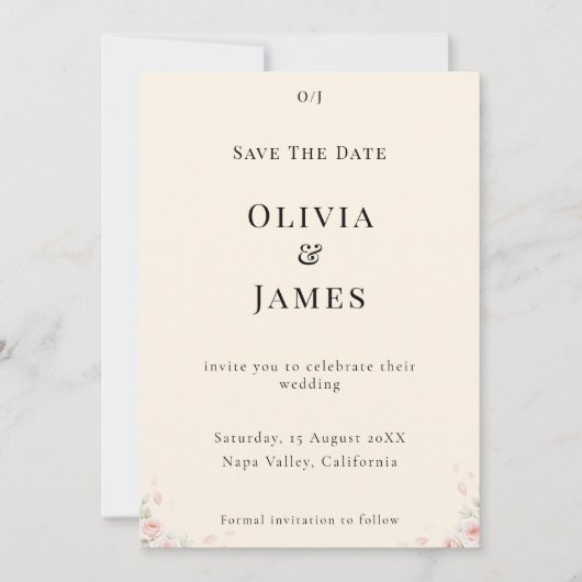 Whispered Petals Elegant Minimalist Save the Date  (Vorderseite)