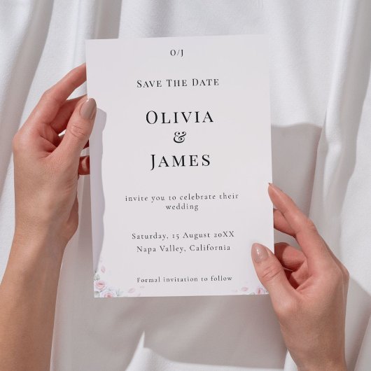 Whispered Petals Elegant Minimalist Save the Date