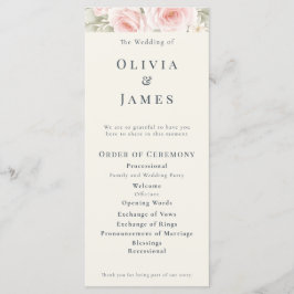 Whispered Petals Elegant Minimalist Wedding  Programm