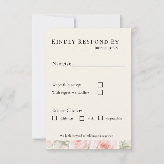 Whispered Petals Elegant Minimalist Wedding RSVP Karte (Vorderseite)