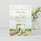 Whispering Botanica Watercolor Wedding Invitation Einladung (Stehend Vorderseite)