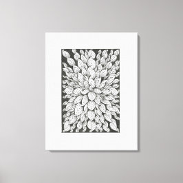 Whispering Leaves: Minimal Black & White Doodle Leinwanddruck