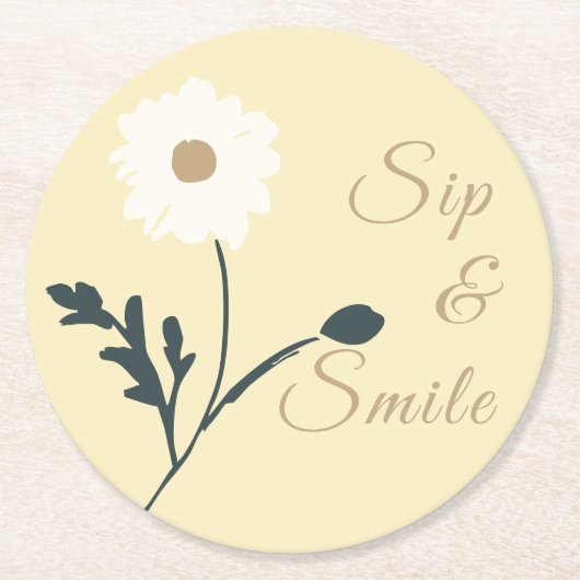 Whispering Meadow - Butter Yellow Daisy Accent Runder Pappuntersetzer (Vorderseite)