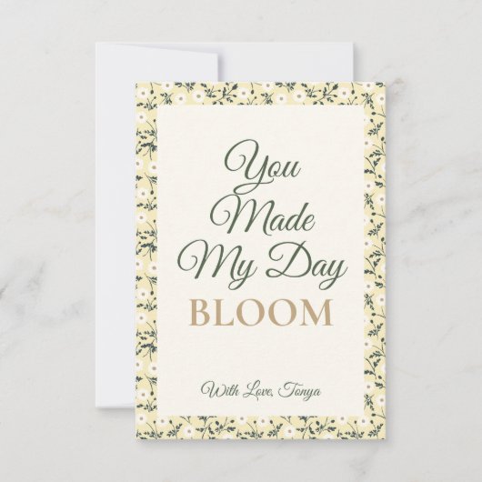 Whispering Meadow - Butter Yellow Floral Border Dankeskarte (Vorderseite)