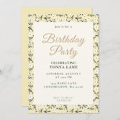 Whispering Meadow - Butter Yellow Floral Border Einladung (Vorne/Hinten)