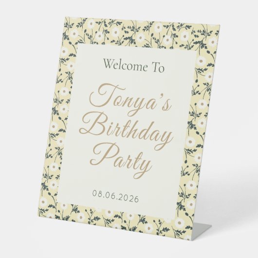 Whispering Meadow - Butter Yellow Floral Border Sockelschild (Vorderseite)