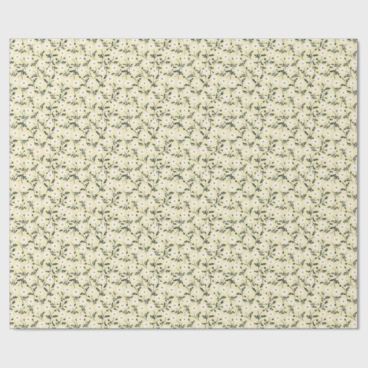 Whispering Meadow - Butter Yellow Floral Pattern Geschenkpapier (Flach)
