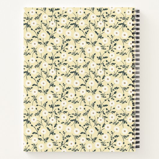 Whispering Meadow - Butter Yellow Floral Pattern Notizblock (Rückseite)