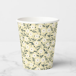 Whispering Meadow - Butter Yellow Floral Pattern Pappbecher