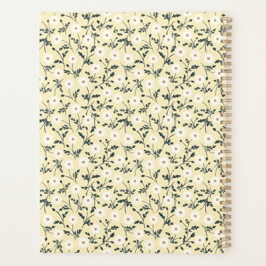 Whispering Meadow - Butter Yellow Floral Pattern Planer (Rückseite)