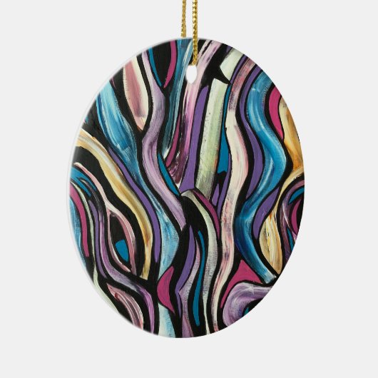 Whispering Tree-Hand Painted Abstract Art Keramik Ornament (Rechts)