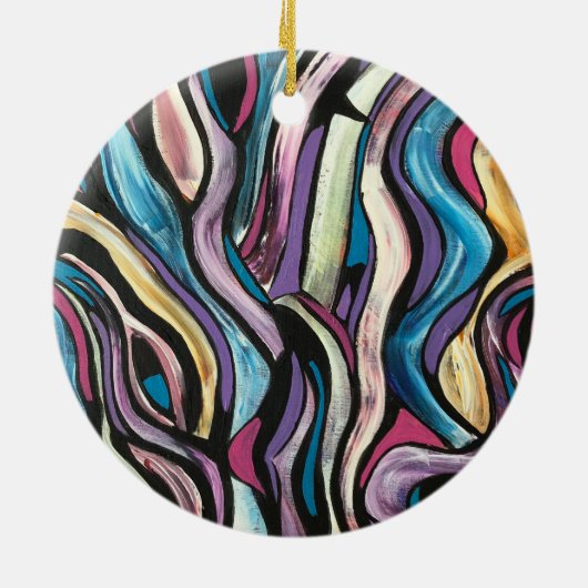 Whispering Tree-Hand Painted Abstract Art Keramik Ornament (Hinten)