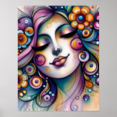 Whispering Whimsical Woman Wall Art Poster (Vorne)