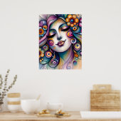 Whispering Whimsical Woman Wall Art Poster (Küche)