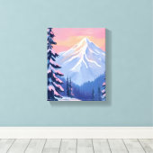 Whispering Winter Peaks Mountain Pastel Pink Sky Leinwanddruck (Insitu (Holzboden))