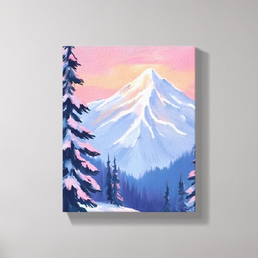 Whispering Winter Peaks Mountain Pastel Pink Sky Leinwanddruck (Vorderseite)