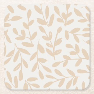 Whisperleaf-Subtle Botanical In Cream & Beige Rechteckiger Pappuntersetzer