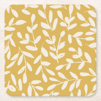 Whisperleaf-Subtle Botanical In Golden Yellow Rechteckiger Pappuntersetzer