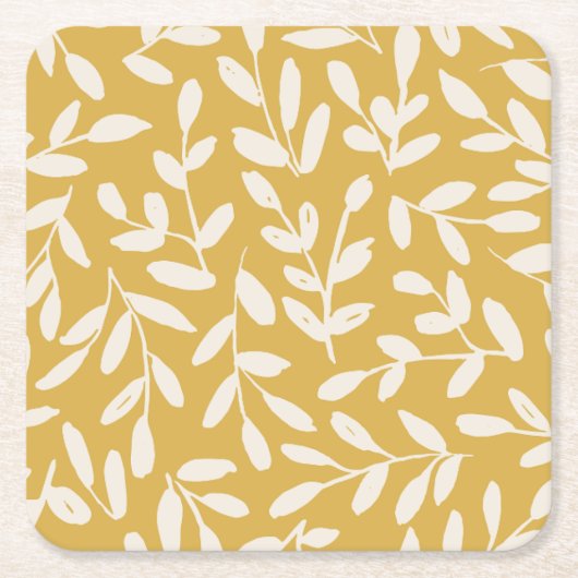 Whisperleaf-Subtle Botanical In Golden Yellow Rechteckiger Pappuntersetzer (Vorderseite)