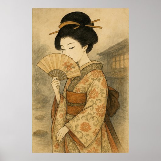 Whispers Behind the Fan: Geisha in Stillness Poster (Vorne)
