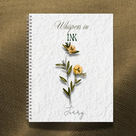 Whispers in Ink: Personalized Pressed Flower Notizblock