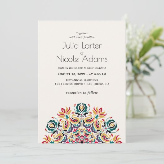 Whispers Lake Swan Lotus Blume Mandala Wedding Einladung (Stehend Vorderseite)