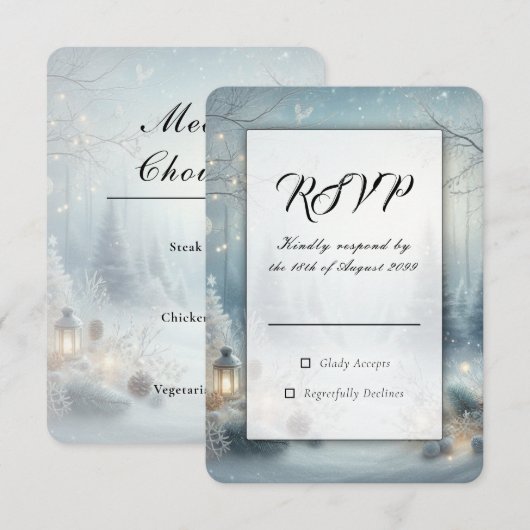 Whispers of a Winter Solstice Wedding RSVP Karte (Vorne/Hinten)