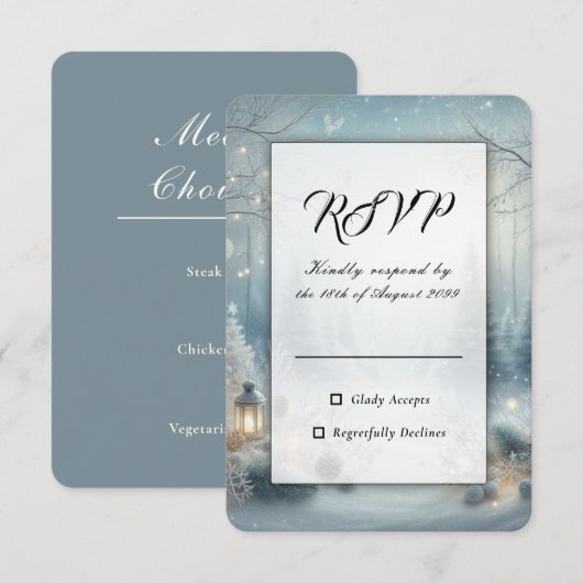 Whispers of a Winter Solstice Wedding RSVP Karte (Vorne/Hinten)
