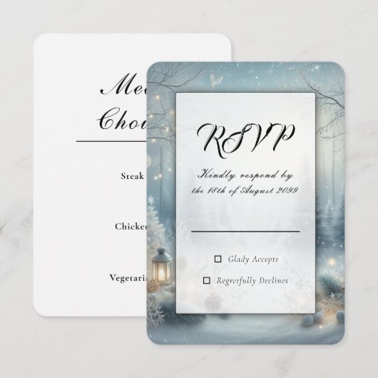 Whispers of a Winter Solstice Wedding RSVP Karte (Vorne/Hinten)