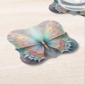 Whispers of Color: Pastel Fractal Butterfly Dream Untersetzer (angewinkelt)