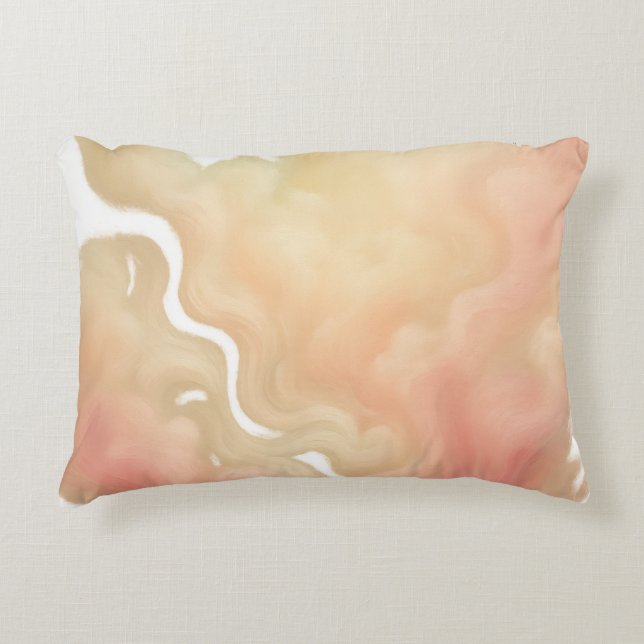 Whispers of Dawn Abstract Flow in Peach and Gold Dekokissen (Vorderseite)