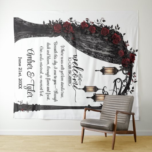 Whispers of Forever Romantic Welcome Backdrop Wandteppich (Beispiel (Horizontal))