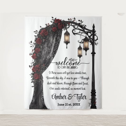 Whispers of Forever Romantic Welcome Backdrop Wandteppich (Vorderseite)