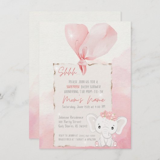 "Whispers of Joy": Eine Überraschungsdusche erwart Einladung (Vorne/Hinten)