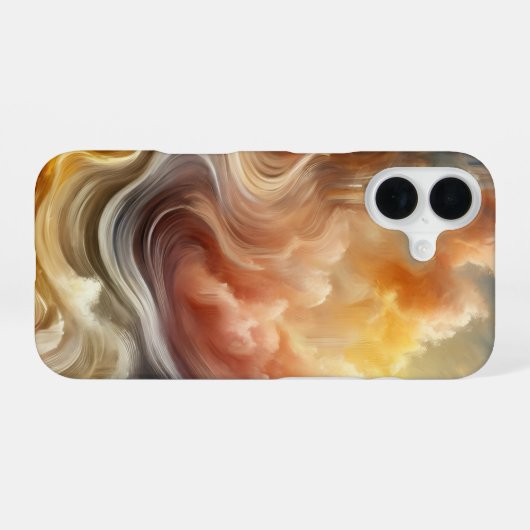 Whispers of Light Golden Abstract Cloud Flow iPhone 16 Hülle (Rückseite (Horizontal))