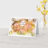 Whispers of Magic: Two Fairy Friends in a Garden Karte (Gelbe Blume)