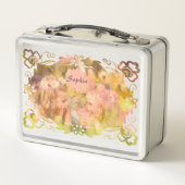 Whispers of Magic: Two Fairy Friends in a Garden Metall Brotdose (Rückseite)