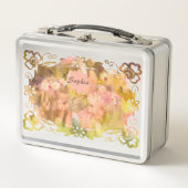 Whispers of Magic: Two Fairy Friends in a Garden Metall Brotdose (Vorderseite)