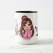 Whispers of Paris Petals Over the Eiffel A Butterf Zweifarbige Tasse (Mittel)